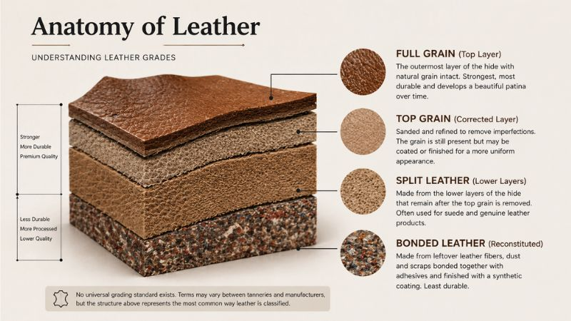 Image [2]-Leather Grades Explained: Full Grain, Top Grain, Genuine, and Bonded Leather - Quality, Durability, and How to Identify the Best for Your Needs-Nleather